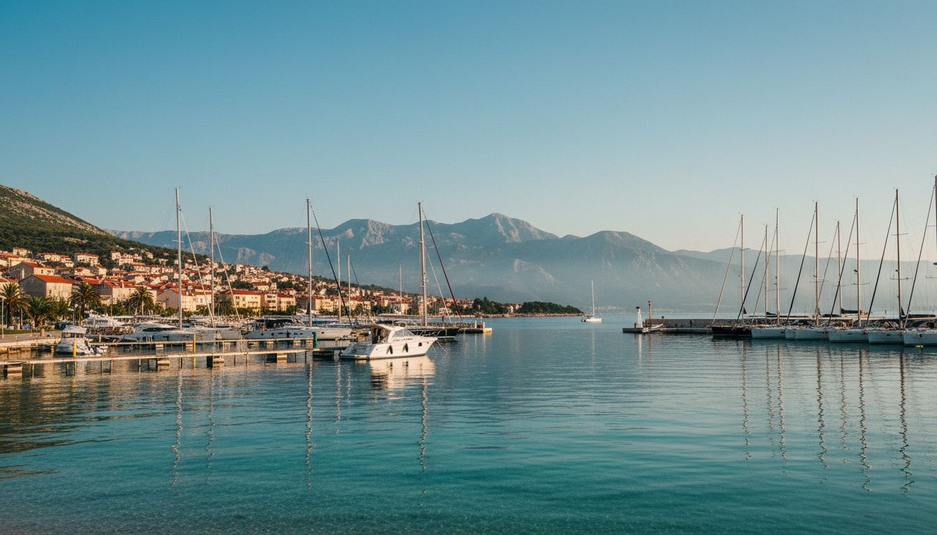 Novi Vinodolski Hafen mit Segelbooten, kristallklarem Adriawasser und Küstenbergen, sonnig – chorvátsko novi vinodolski