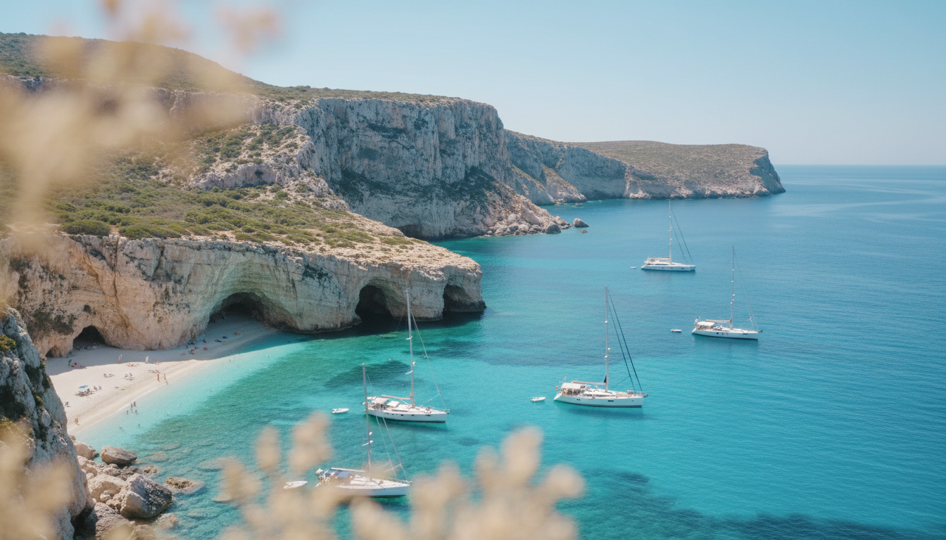 s. maria navarrese - Cala Luna Luftaufnahme Sardinien Luftaufnahme Cala Luna bei s. maria navarrese: türkisblaues Wasser, weißer Strand, Klippen und Segelboote.